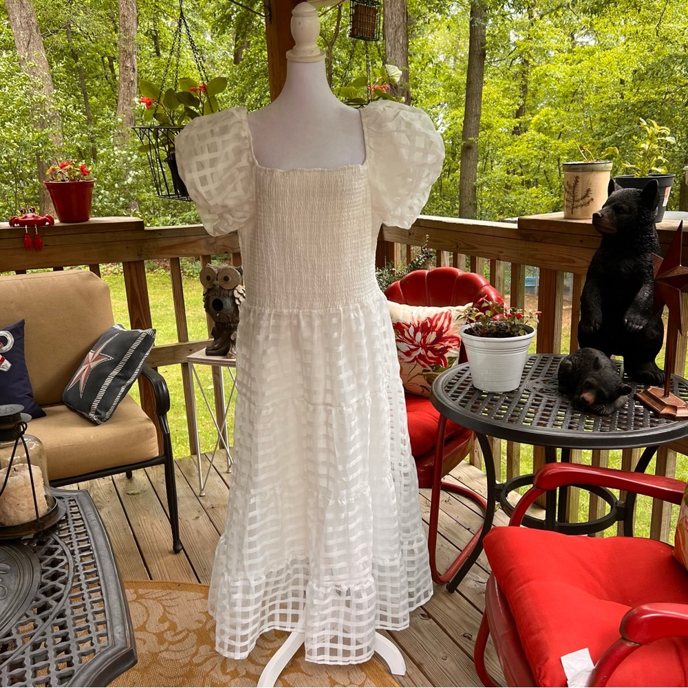 Pretty Garden White Pretty Shoulder Sundress XXL fully lined, Maxi - Picture 12 of 13